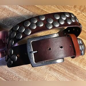 Bed Stu Hewitt Dark Brown Boho Leather Studded Belt L